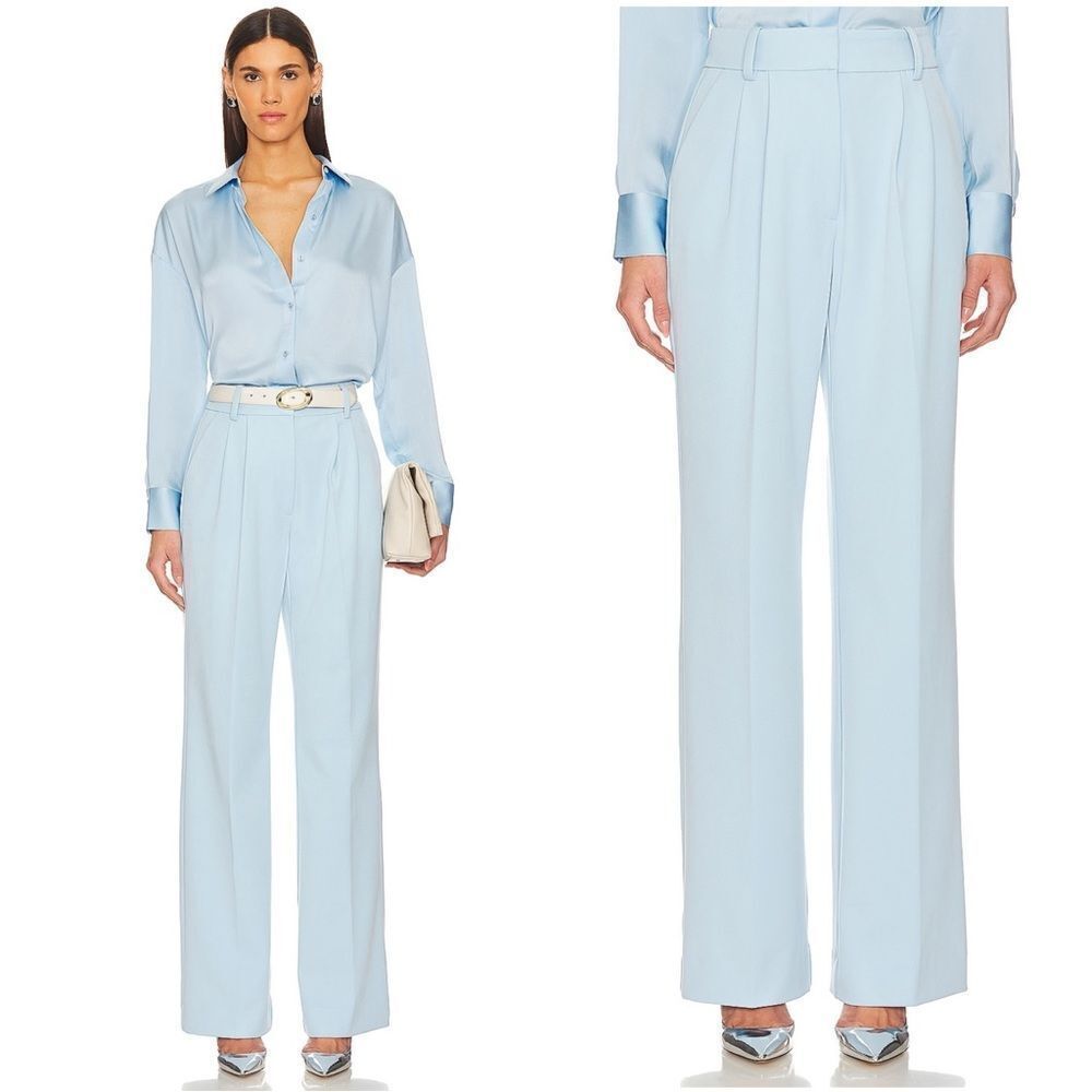 NWT Favorite Daughter The Favorite Pleated High Rise Pant in Sky Blue